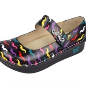 Alegria Paloma fun mustache print clogs size EU 36